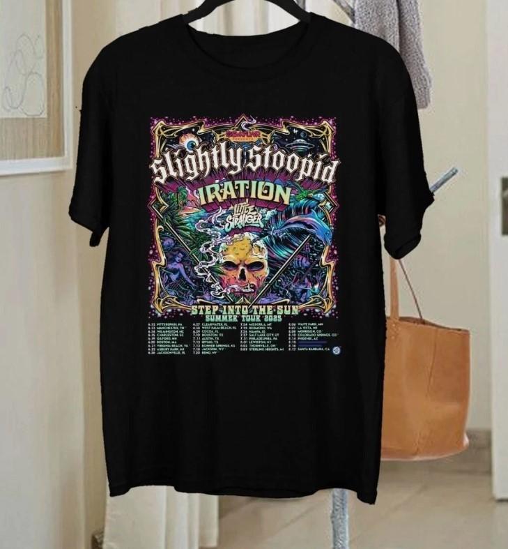 

Slightly Stoopid Step Into The Sun Summer Tour 2025 Shirt Black All Size Unisex T-Shirt XL