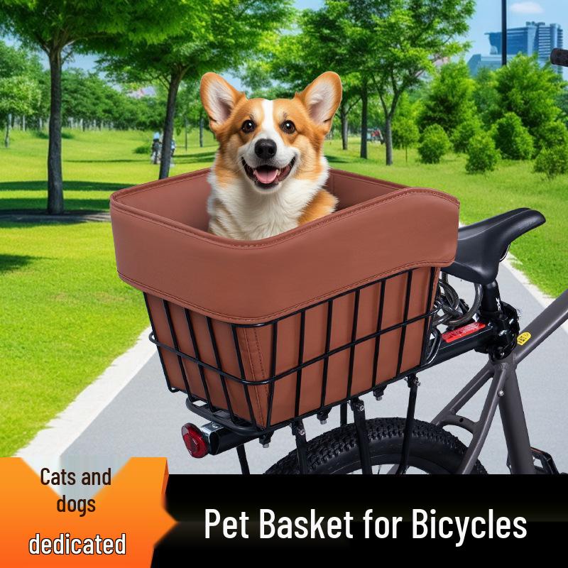 Mountain Bike with Pet Basket, Dog Carrier Pedal, and Helmet Storage