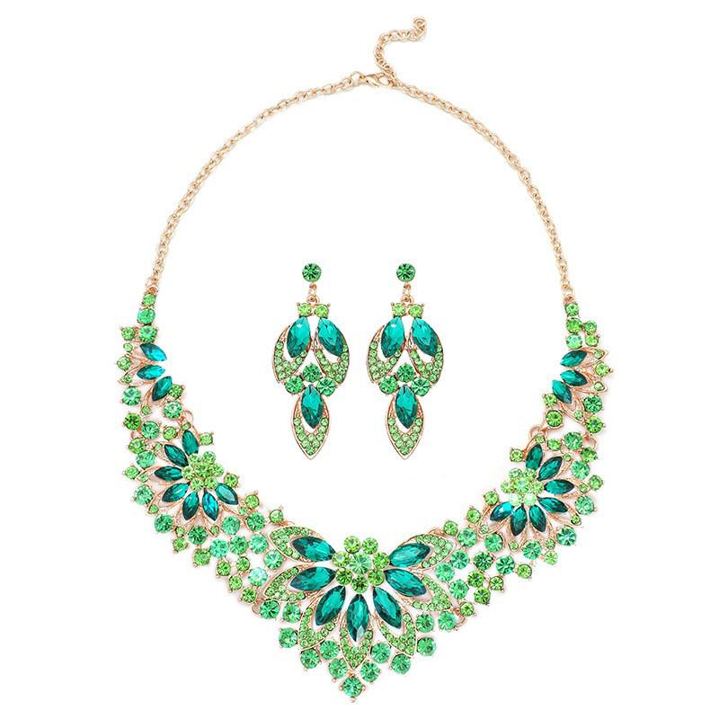 Retro Leaf and Flower Necklace Set – Exaggerated Women's Bridal Jewelry, 2-Piece Wedding Accessories