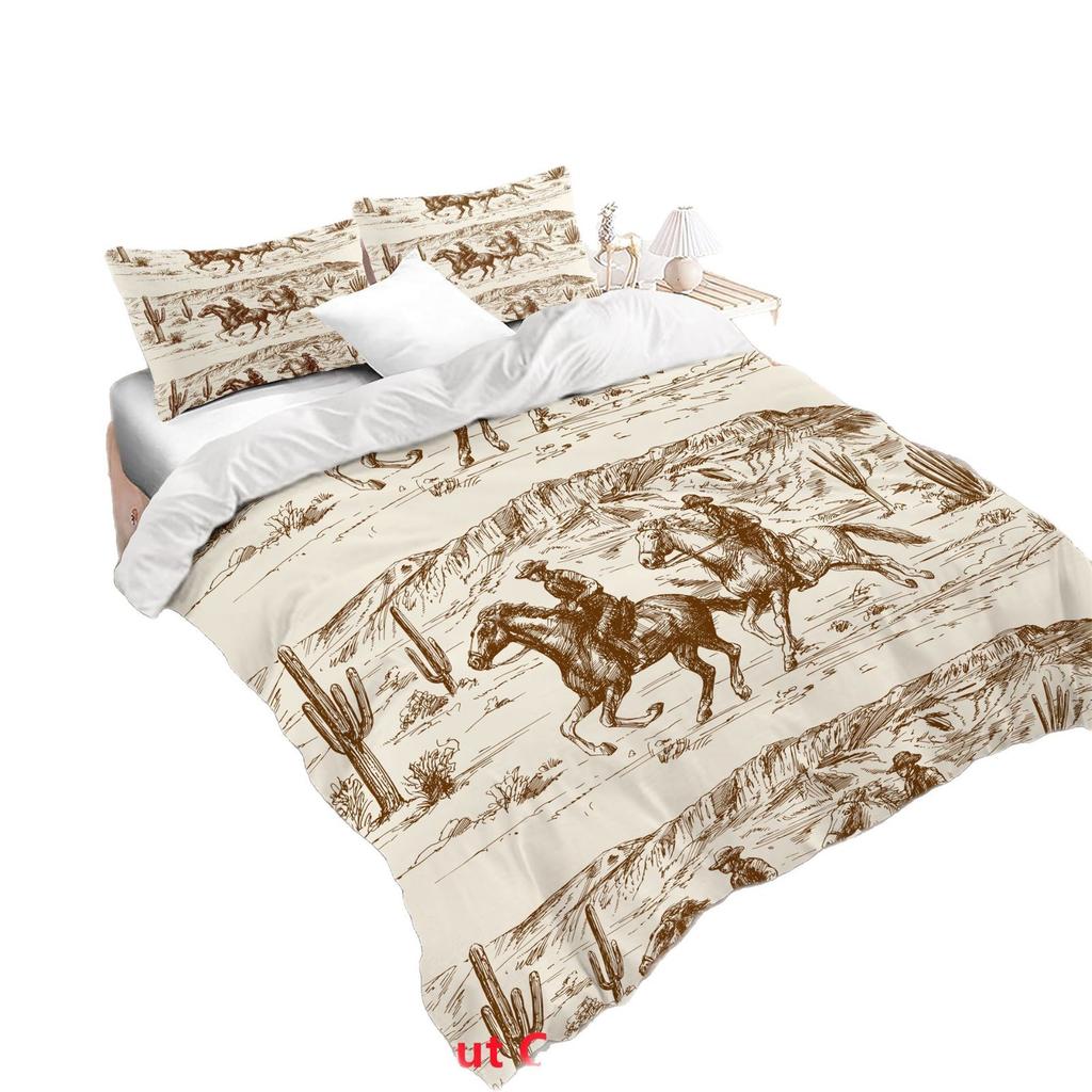 Tk 3D Digital Printing Wrangler Three-Piece Set, Bedding Quilt Cover, Home Textiles
