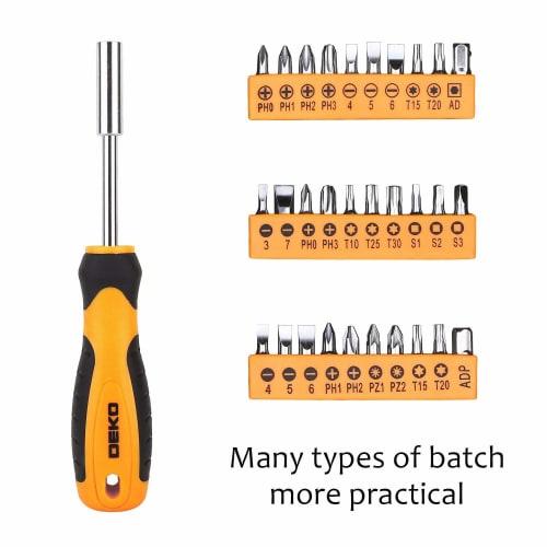 DEKOPRO 100-Piece Tool Set, Home Repair Tool Kit, Plastic Tool Box Storage, Includes General Household Hand Tool Kit