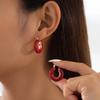 Elegant French Atmosphere: Trendy Enamel Drip Glaze Color Block Earrings for Women