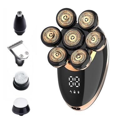 7D elektrisk barbermaskin for skallede menn Oppgradering 5 i 1 elektrisk barberhøvel Baldhead barbermaskin pleiesett Vanntett, trådløs og oppladbar