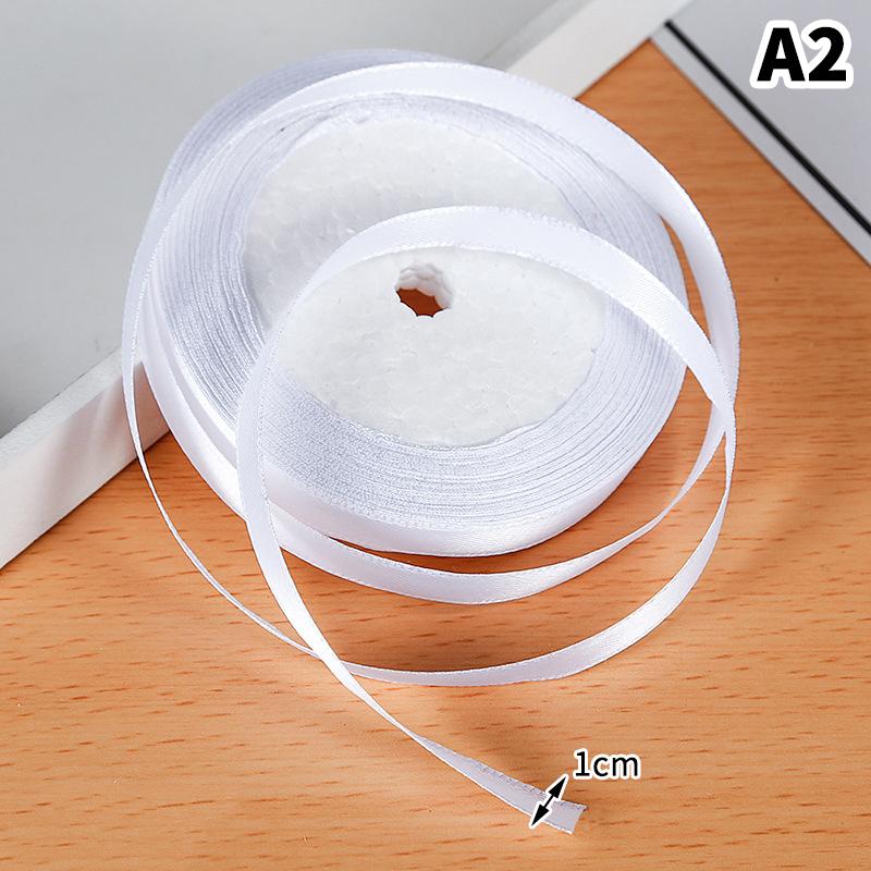 1Cm (25 Yards/Roll) Satin Flat Ribbon Roll Gift Flower Bouquet Packaging Wedding Birthday Ribbon Making Diy