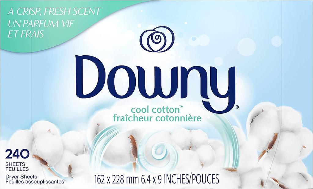 Downy Cool Cotton Fabric Softener Refreshing 240 Large Capacity Sheets, Scent, Anti-Static, Dryer-Safe, Softening, Sheets, [Product Code]