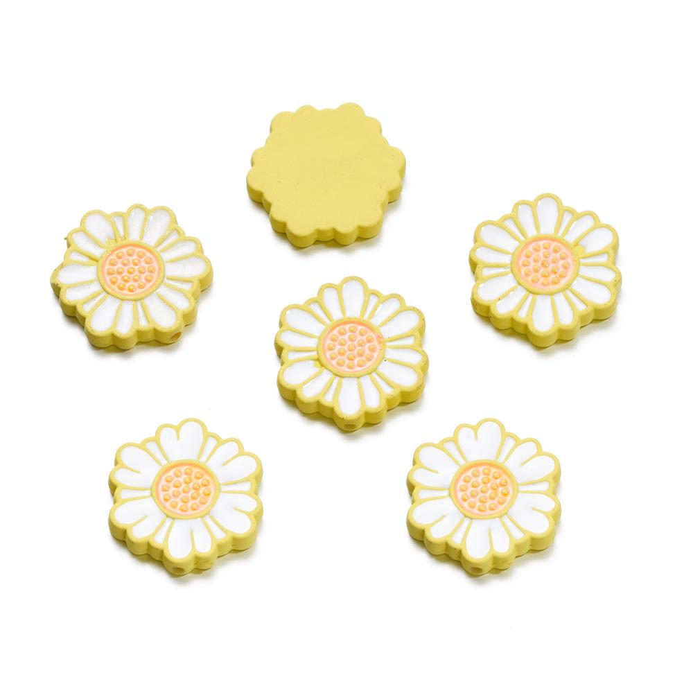 5Pcs/Lot 23*24.6mm Acrylic Daisy Shape Loose Spacer Beads for DIY Jewelry Making Necklace Bracelet Findings Accessories