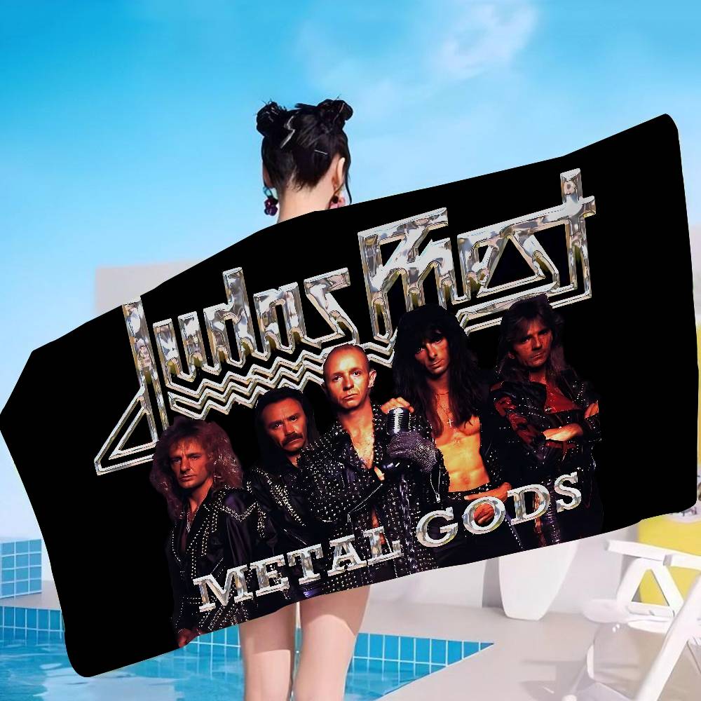 J-Judas P-Priest ROCK BAND Asciugamano da Bagno Microfibra Morbido Assorbente Traspirante Per Ragazza Bambini Decorativo Cartone Animato Asciugamano da Spiaggia