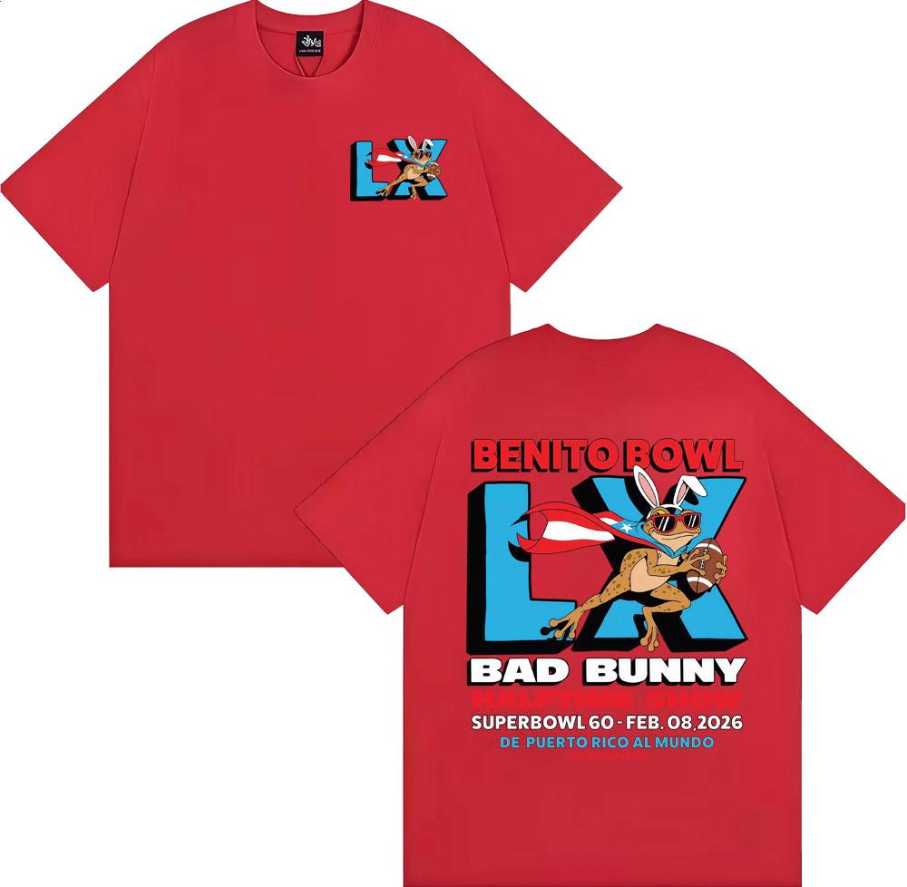 Benito Bowl Super Bowl LX Halftime Show T Shirts Bad Bunny 2026 Print T-shirts Men Women Fashion Casual Cotton Oversized T-shirt S