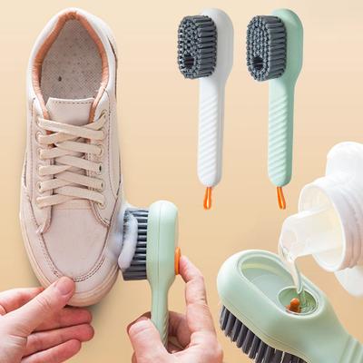 Brosses à chaussures multifonctions avec distributeur de savon, nettoyeur de brosse à Long manche pour vêtements et chaussures, brosse de nettoyage du linge ménager