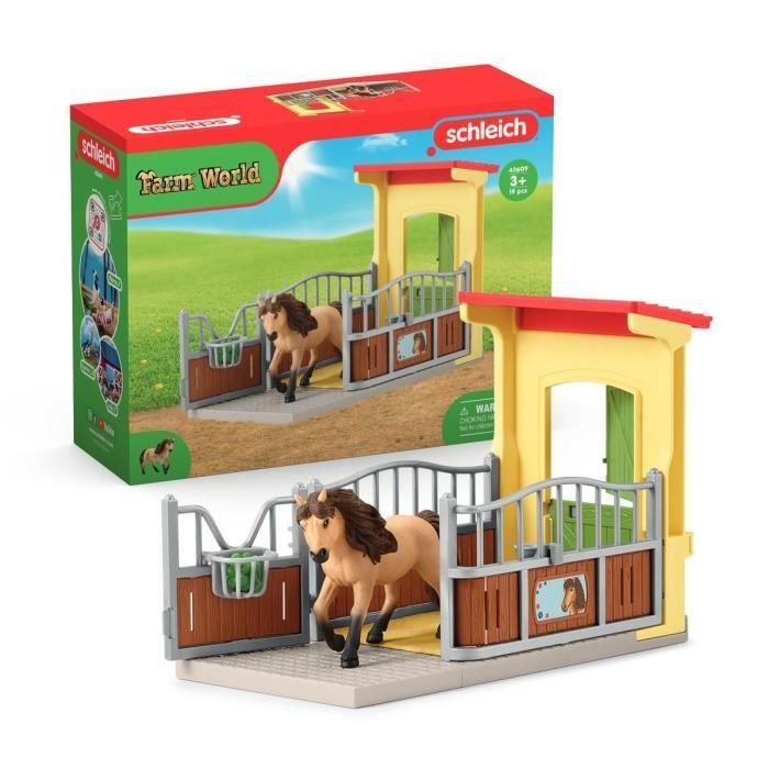 Box Avec Poney Icelandais - Extension Ferme Educative, Coffret Schleich Avec 1 Box Et 1 Figurine Poney, Pour Enfants Dès 3 Ans -