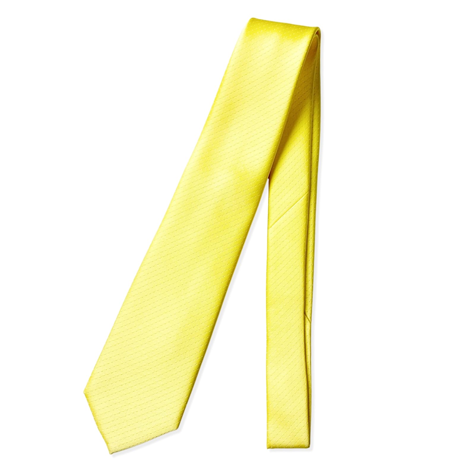 [D+Arts] Men s Standard Necktie, Nishijin-ori Silk, Polka Dot Pattern, Made in Japan, 8cm Width x 146cm Length, Canary Yellow