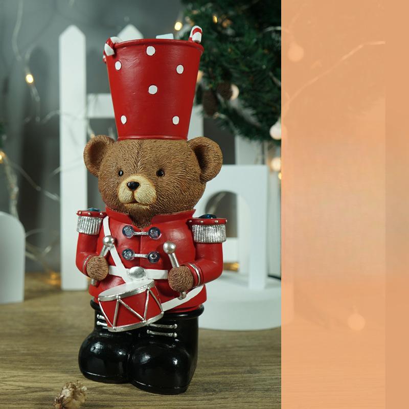 Braunbär Schlagzeuger Europäische Kunstharzhandwerkskunst TV-Schrank Wohnzimmer Dekoration Ornamente Nachtlichter Mode Feiertag Geburtstagsgeschenk