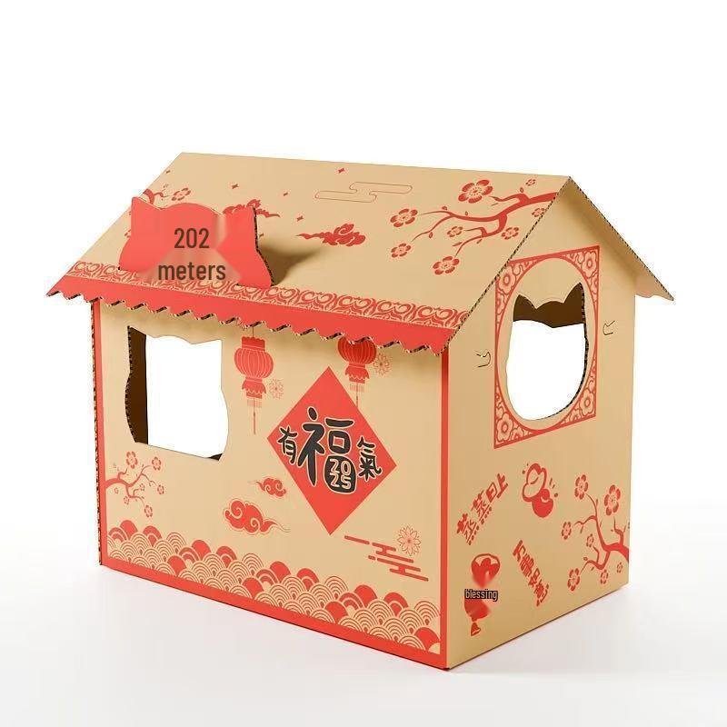 Large Cat Villa: Durable Cardboard Scratch House & Claw Sharpening Toy