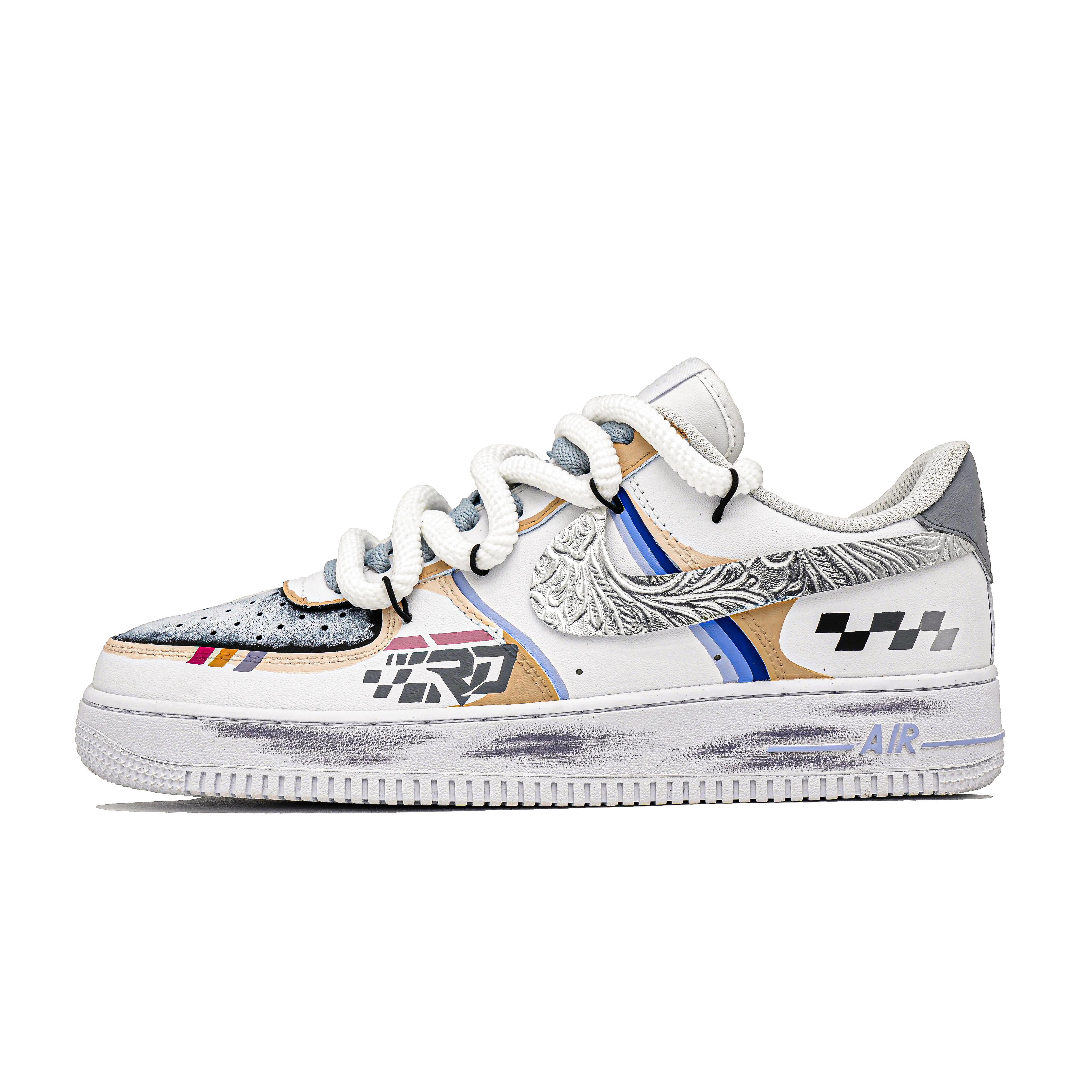 

Nike Air Force 1 Silver Vein Trail Abrasion Resistant Low top Skateboard Shoes Unisex White CW2288-111(Team726-) 35.5