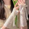Lolita Lace Bow Hand Sleeve Women's Japanese Splicing Ballet Style Ribbon Strap Sleeve Cos Sweet Cool Gloves