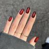 Kurze mandelförmige Y2K-Press-On-Nägel, Rotes Blush-Farbverlauf-Design, Trendige Falsche Nägel für Damen
