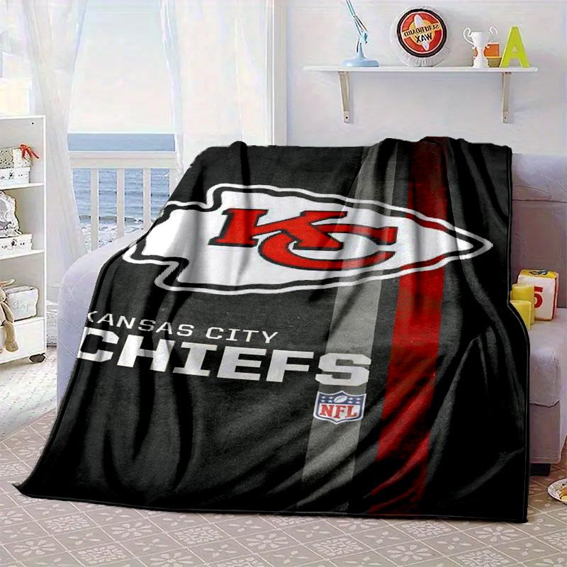Kansas Chiefs Logo Portable Blanket/Soft Blanket Bedding Blanket Suitable for Travel Camping Living Rooms Offices Sofas Fan Gifts