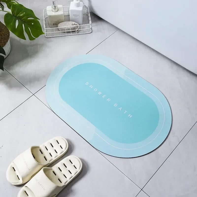 Absorbent Bathroom Bath Mat Anti-slip Shower Rug Quick Drying Bath Mats Kitchen Entrance Doormats Home Floormat Bathtub Carpet