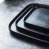 Japanese Black Frosted Steak Plate Creative Square Plate Restaurant Western Pasta Plate Commercial Ceramic Dish