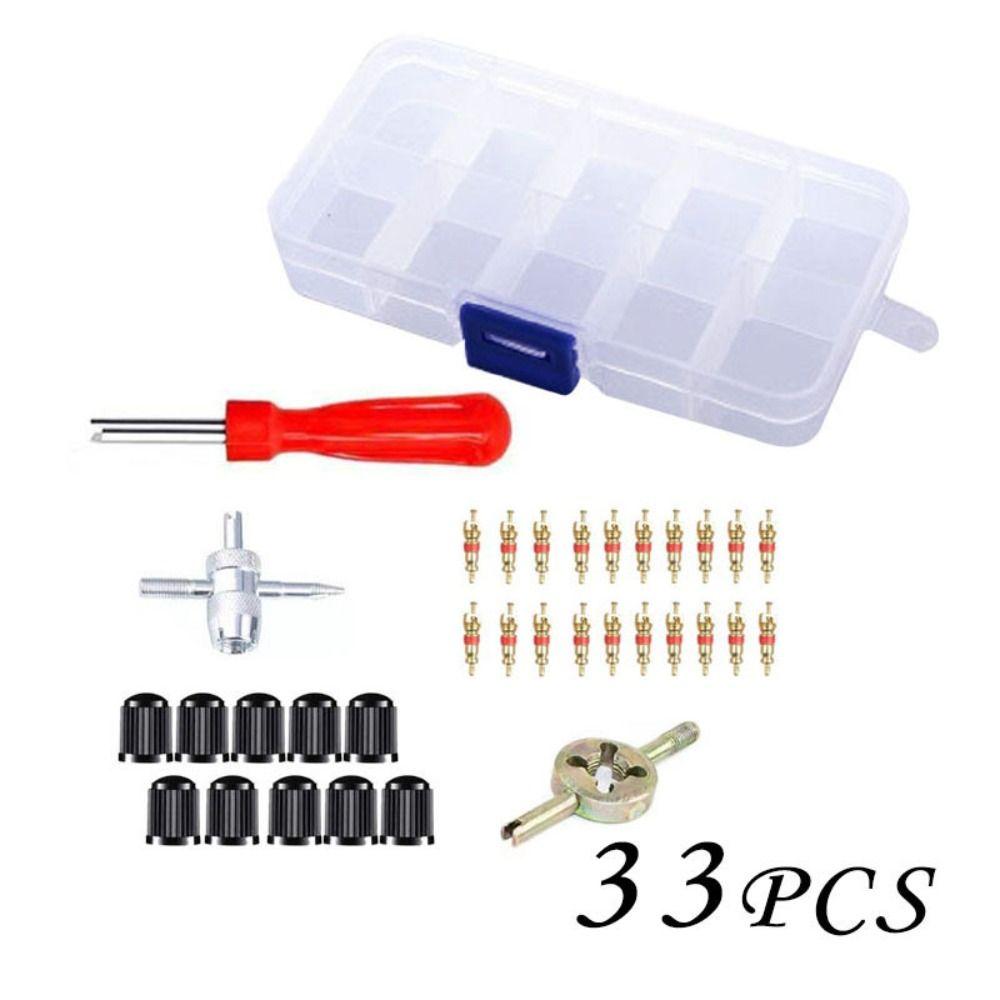 33Pcs Universal Tire Valve Stem Installer Tool Set Valve Stem Core Remover Tool  Motorcycles
