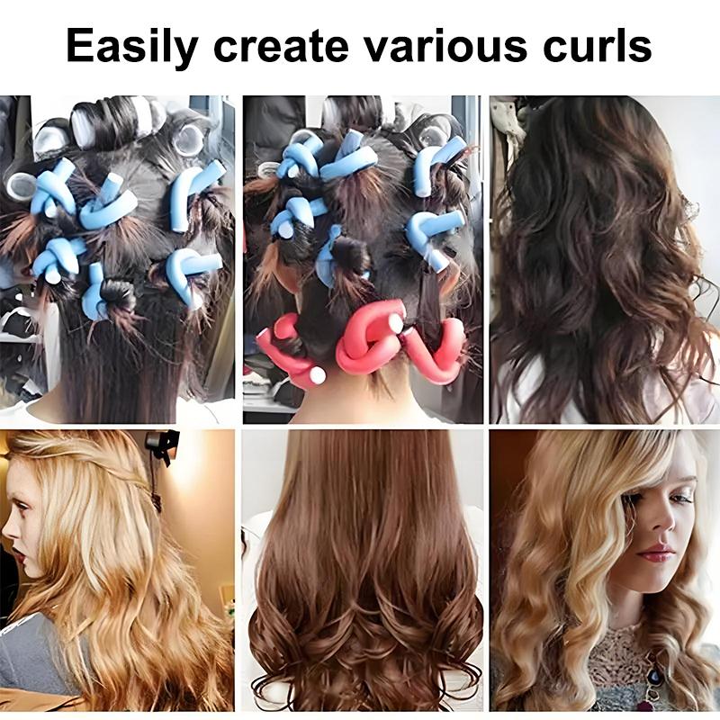 10Pcs Flexible Hair Curling Rod Hair Curler Makers Soft Foam Bendy Twist Curls Flexi Rollers Styling Tools No Heat Roller