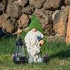 Flocked Gnome Statue with Solar Light Decorative Funny Garden Sculpture Waterproof Outdoor Gnome Decoration for Outdoor Decor