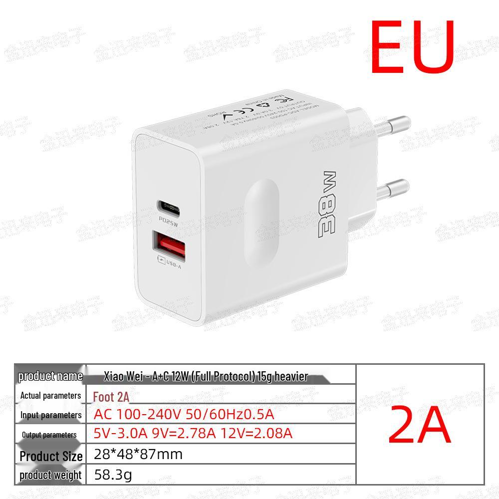 Carregador Rápido USB+PD de Porta Dupla 38W com Carregamento Rápido (UE / EUA / UK Plug)