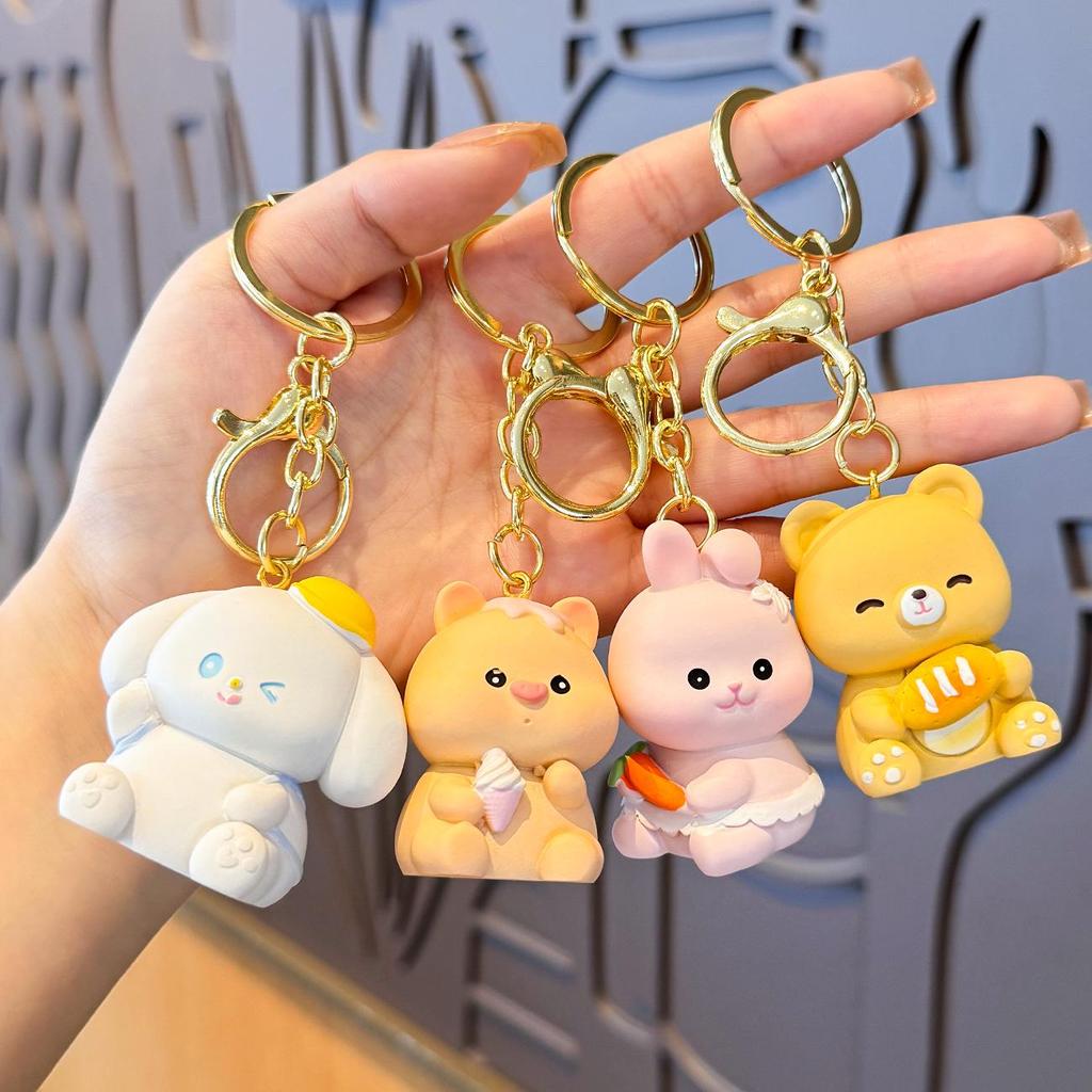 Red Panda Rabbit Resin Keychain - Cute Charm for Women's Bags