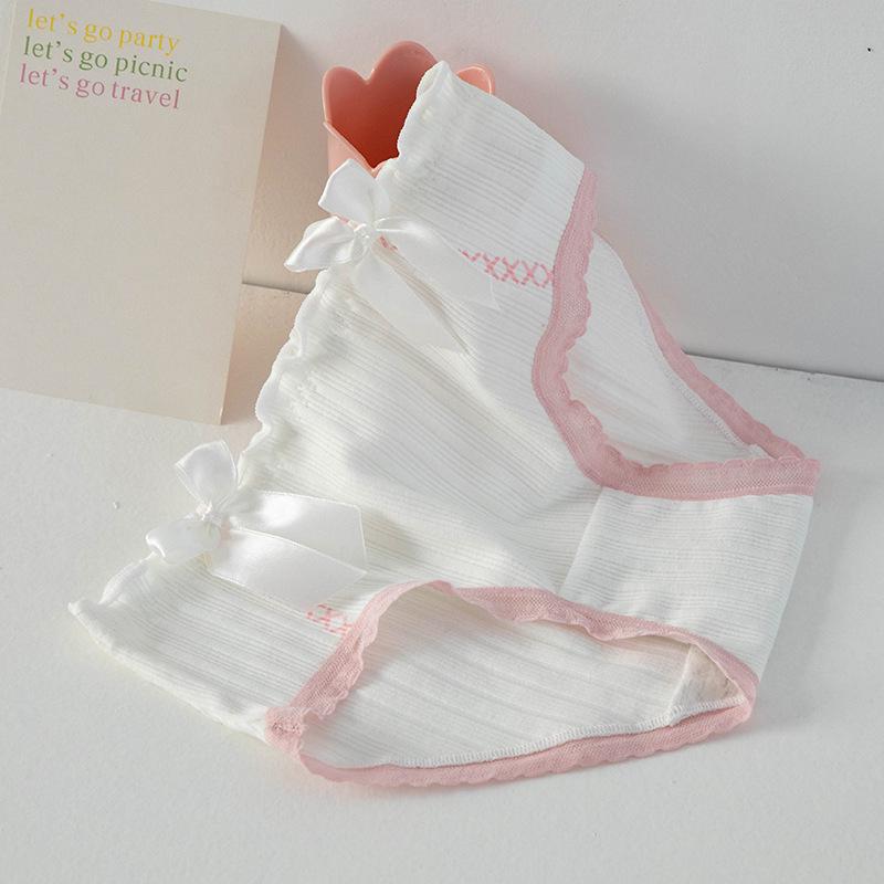 Charming Pink Lolita Style Women s Medium Waist Cotton Panties Medium