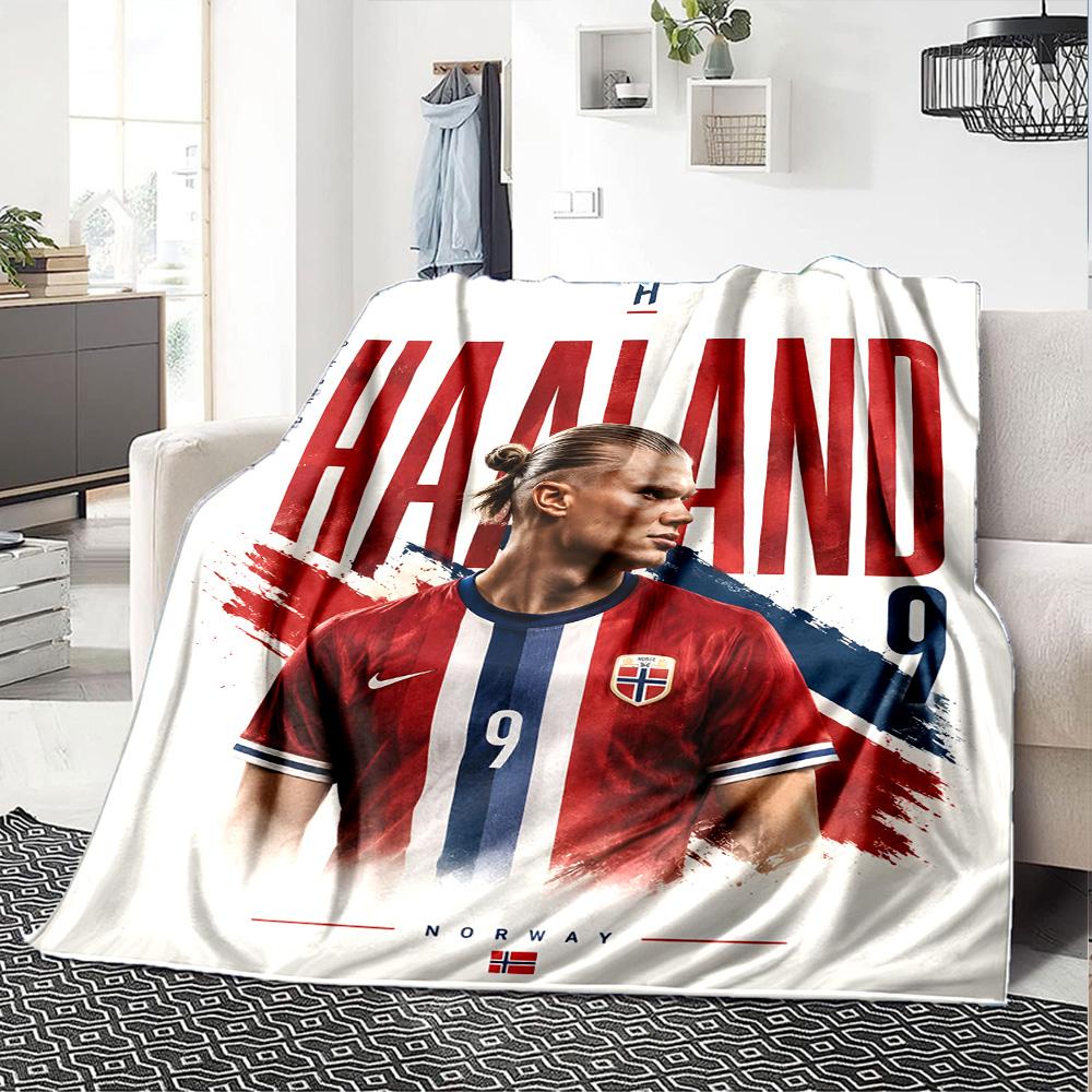 1pc Haaland1 Blanket, Gift, for Men and Women, Soft Blanket, Good for Sofa Bed Couch Travel, Lightweight Flannel Blanket