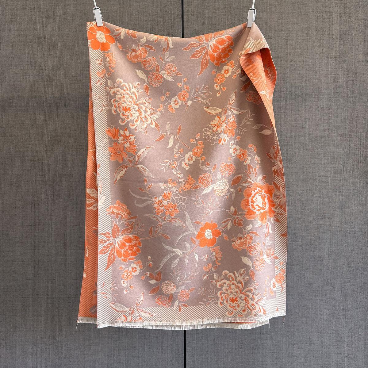 

65*185cm Winter Warmer Scarf For Women Thickened Tassel Pashmina Shawl Faux Cashmere Warps Autumn Elegant Floral Ladies Blanket