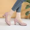 2025 New Professional Shallow Mouth Single Shoes Female with Round Head Slip Black Thick High Heel Ol Work Female Shoes