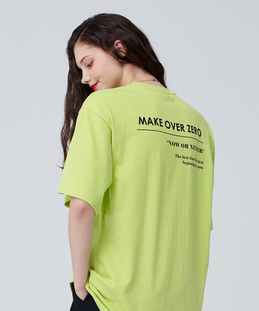 MOZMOZ Lettering Oversized T-Shirt_Lime