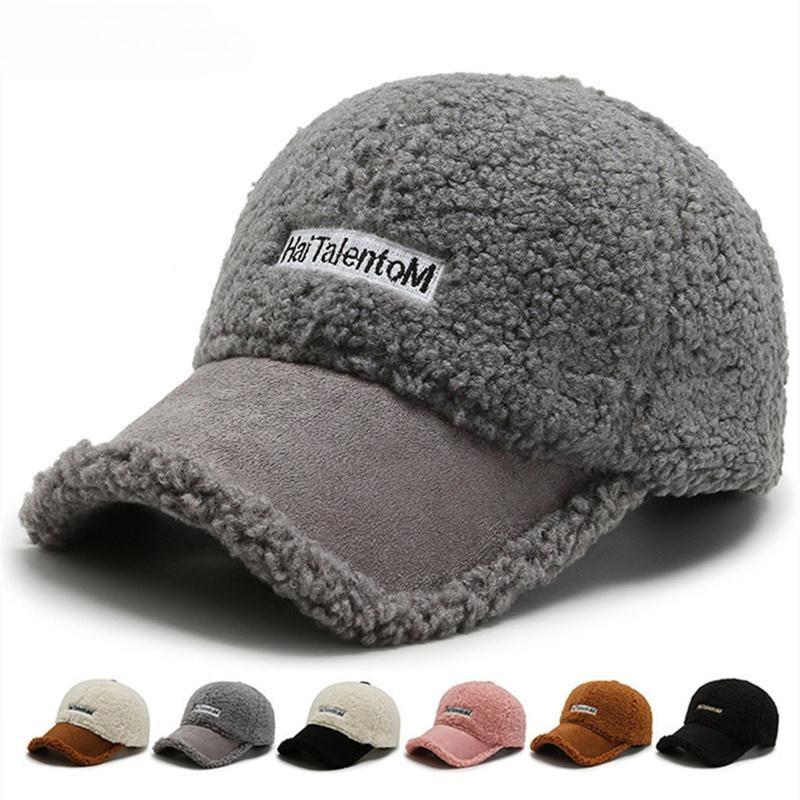 Șapcă de baseball groasă și călduroasă de toamnă și iarnă din catifea teddy brodată