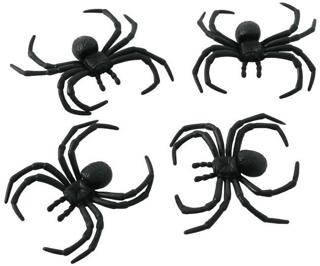 Dekoracje Zestaw Pająki Czarne Halloween 4Szt 8Cm