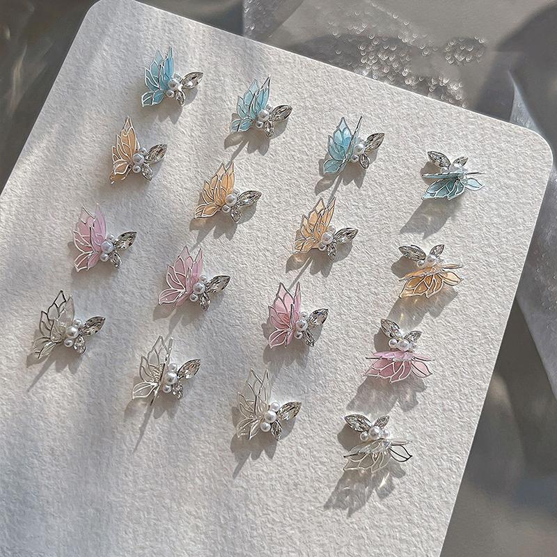 Doppelzirkon Schmetterling Nagelkunst Charm 3D Perlen Kristall Schmetterling Nagelornament DIY Exquisite Nagelzubehör