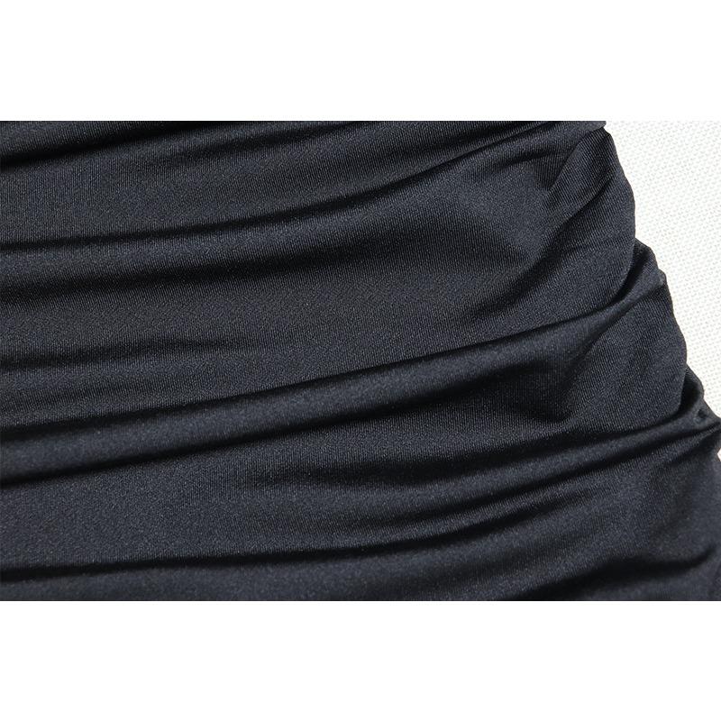 Damen Sexy Diagonaler Halsausschnitt Kleid Spleißen Kurzarm Plissee Kleid Kopf Mittelteil Taille Unregelmäßiges Kleid