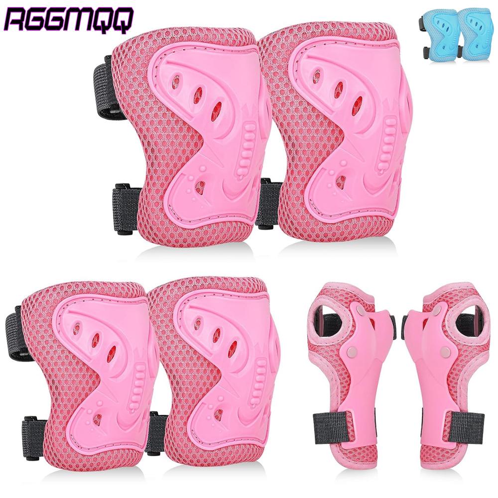 6Pcs Kids 3-10 Years Knee Elbow Pads Guards Protective Gear Set For Roller Skates Cycling Bike Skateboard Scooter Riding Sports