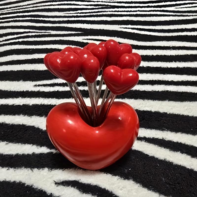 10er Set Edelstahl Liebes-Obstgabeln, Kuchengabeln für Snack-Besteck, Ideal für Valentinstag, Weihnachten und Hochzeitsfeiern