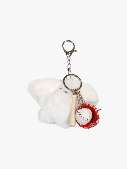 PinK PinEAPPLE LOVELY BASEBALL BUNNY keyring_WHITE