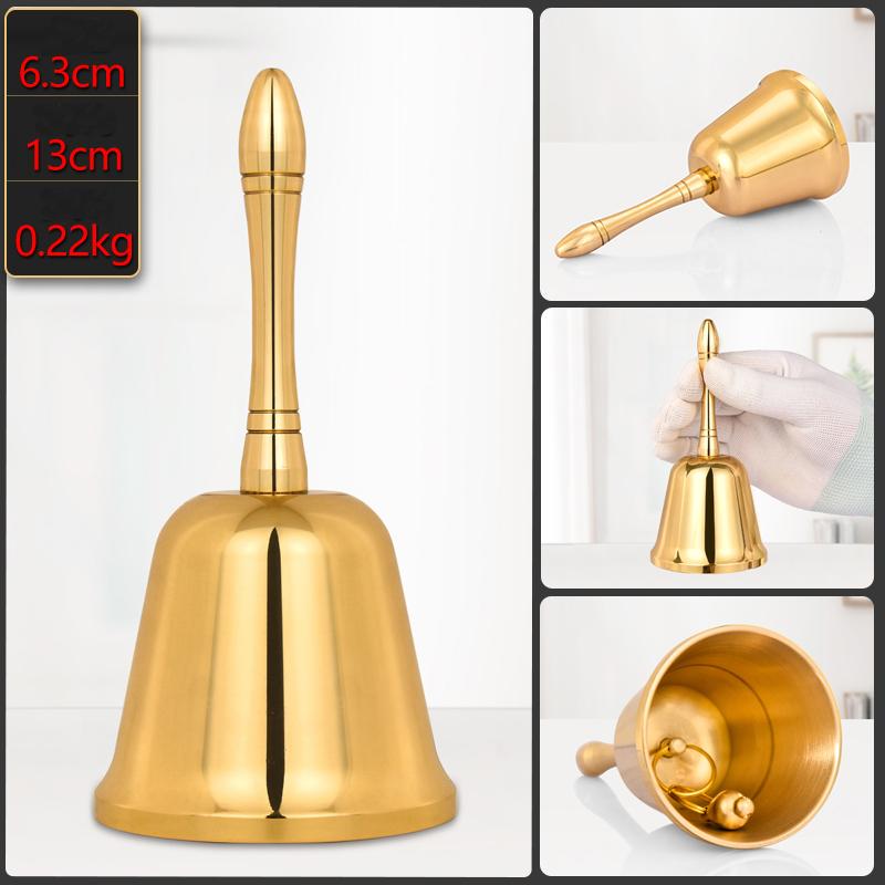Gold Brass Handicraft Large Hand Bell Loud and Clear Sound School Meditation Church Polishing Bronze Dinner Bell Creative Gift