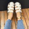 Fashion Women's Summer New PU Leather Simple Solid Color Outdoor Slip-on Flat Shoes 2025 Daily Casual Open-toe Beach Women's Roman Shoes