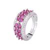 Jewelry Champagne Full Diamond Ring Simulation Red Corundum Sapphire Ring Pink Zircon Ring