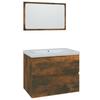 VidaXL Meubles de Salle de Bain Meuble sous Évier Miroir Armoire de Lavabo Armoire de Rangement Intérieur Chêne Fumé Bois 3152873