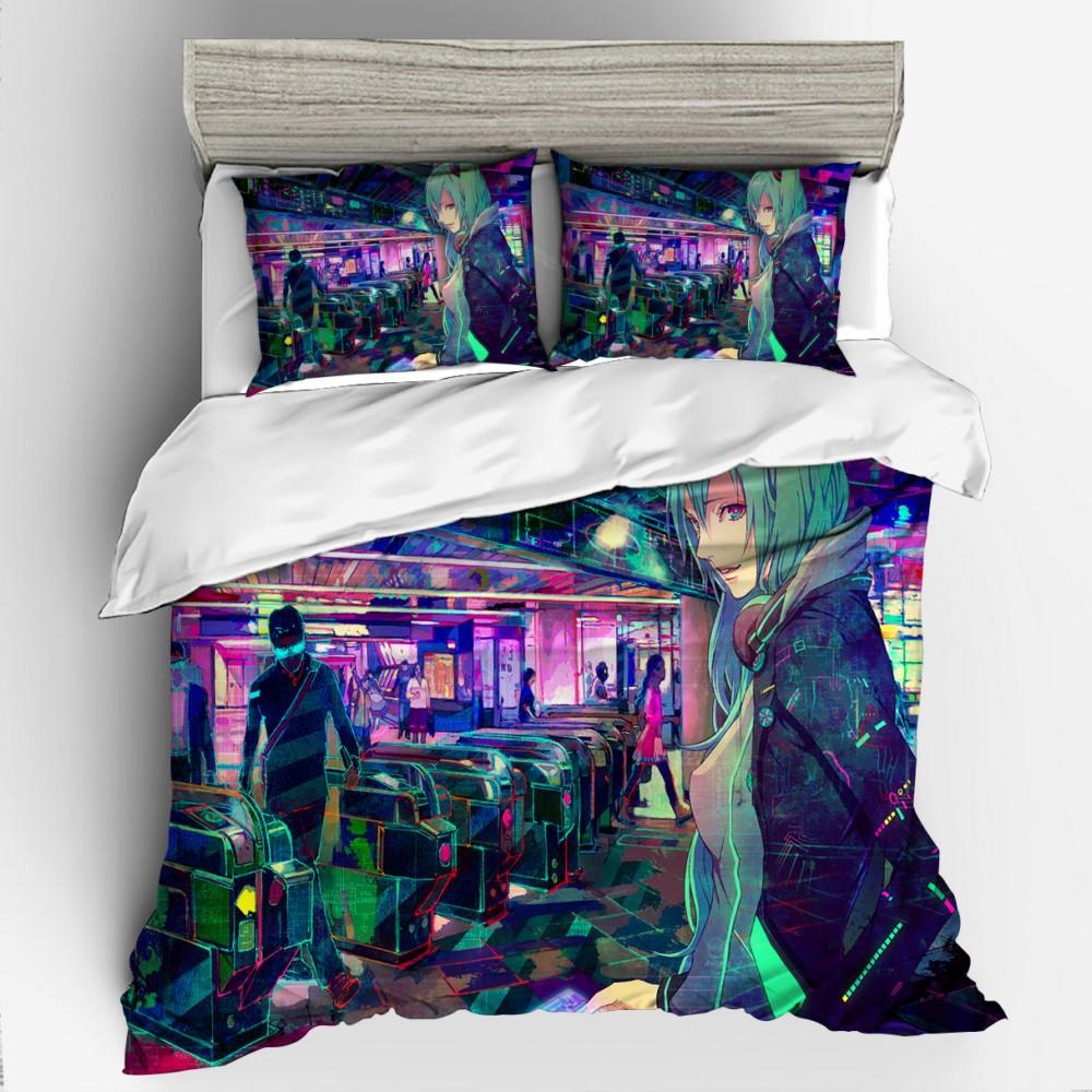 3D Digital Printing Animation Series Hatsune Quilt Cover Three-Piece Set Thickened