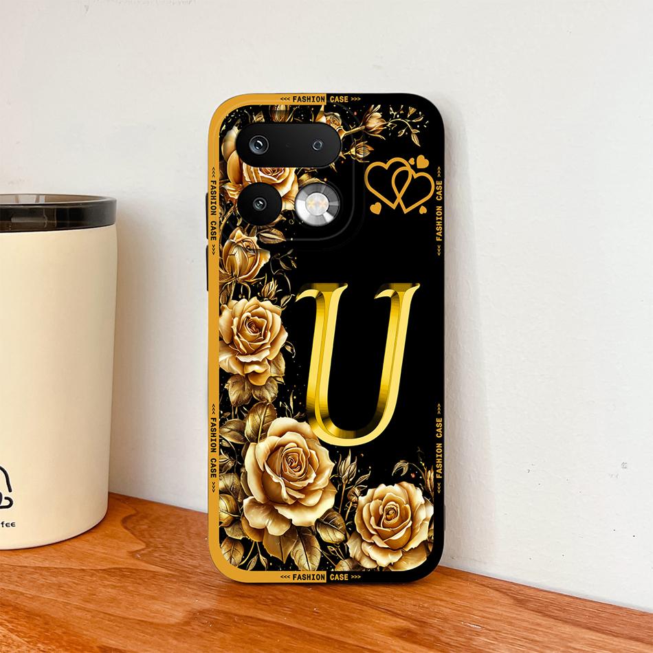 Phone Case For Realme 16 Pro Plus 5G Pretty Rose Letter Lightweight Funda For Realme 16Pro+ Anti Drop Soft Liquid Silicone Shell