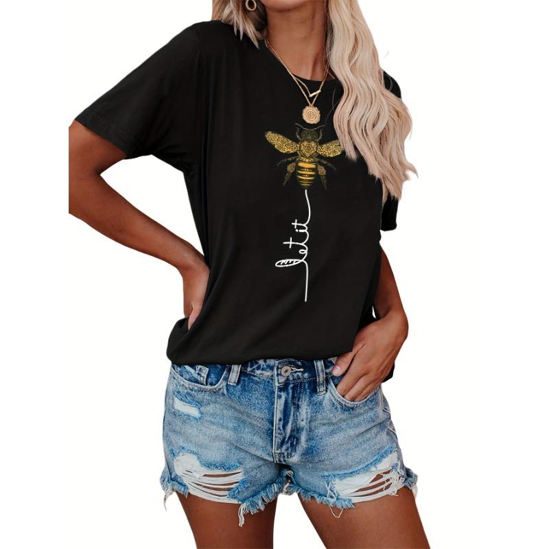 Bee Kind Faith Printed Loose Comfortable Casual T-shirt Short Sleeve