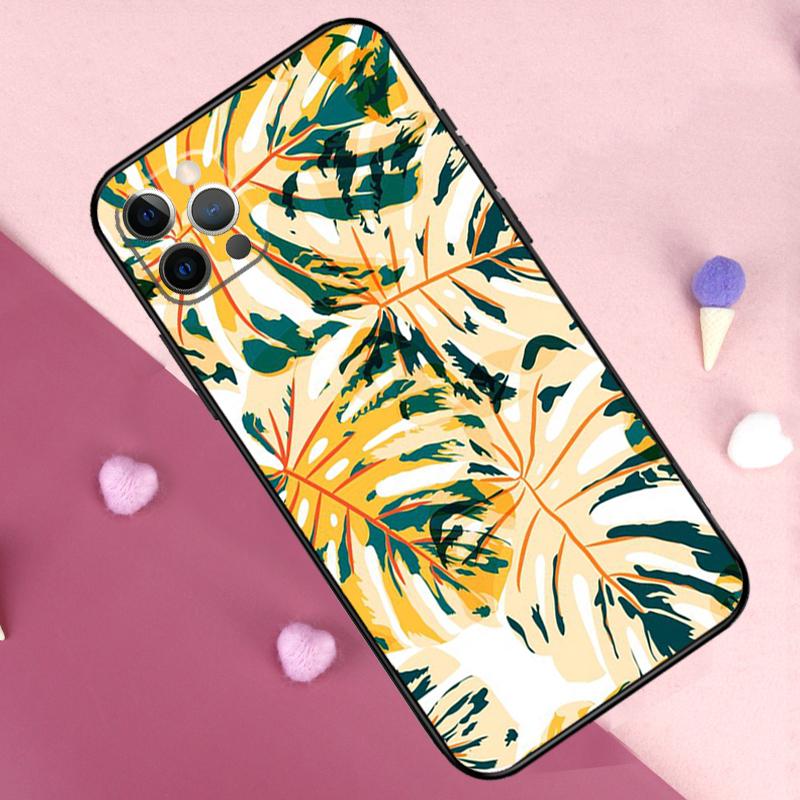 Tropical Leaf Pattern Phone Case For iPhone 17 Pro Max 11 14 15 16 Pro Max Plus 12 13 Mini 17 Air 16e Back Cover