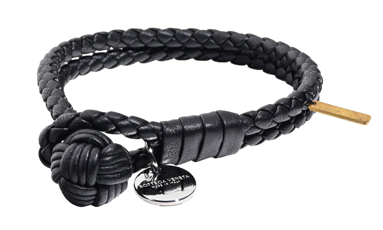 

Bottega Veneta Intrecciato Leather and 113546 V3UN1 1189 Made in Genuine Leather Bracelet, Medium, Black, Men s Women s, M, Italy, [Used]