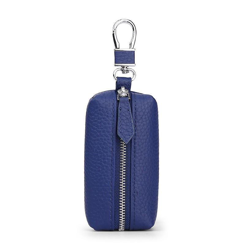 Genuine Leather Key Case With Zipper Pocket Car Keys Stylish Waist Clip Holder In Multiple Colors